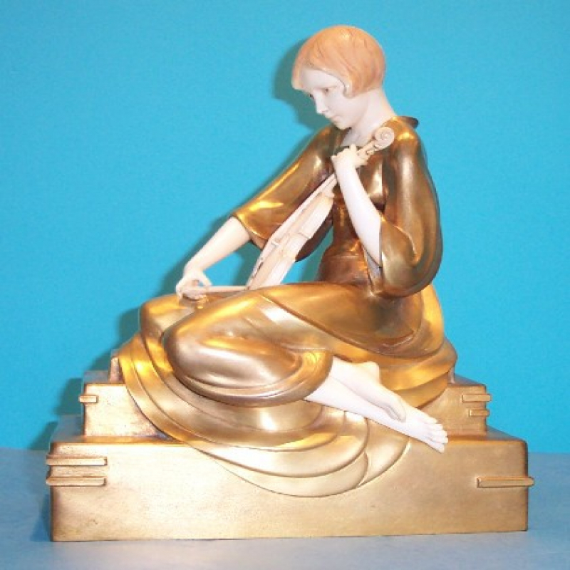 Ferdinand Preiss Hoop Girl bronze and ivory figure. Signed to base (c.1930)