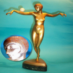 Gori Egyptian Dancer female bronze and ivory figure. Signed to base (c.1925)