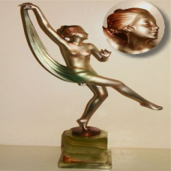 Sir Alfred Gilbert Seated Female with a Conch Shell bronze figure. Signed to bronze - A Gilbert bronze (c.1925)