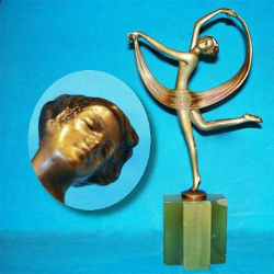 Josef Lorenzl Female Dancer Bronze and Ivory Figure. Signed to bronze socle (c.1930)