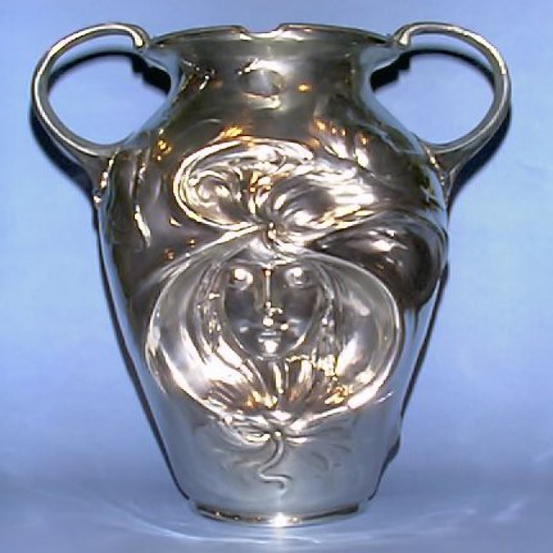 Antique WMF pewter claret jug. Stamped marks (c.1900)